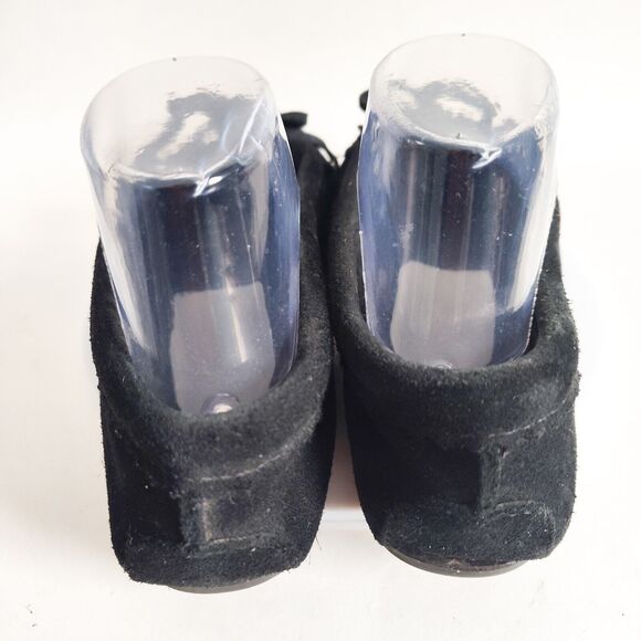 Minnetonka Kilty Black Suede Beaded Thunderbird Boho Moccasins Flats Size 9 - Picture 3 of 11